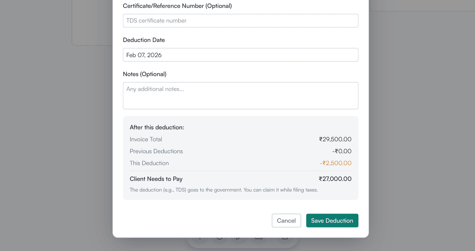 Forex payment dialog showing real-time currency conversion between USD and INR